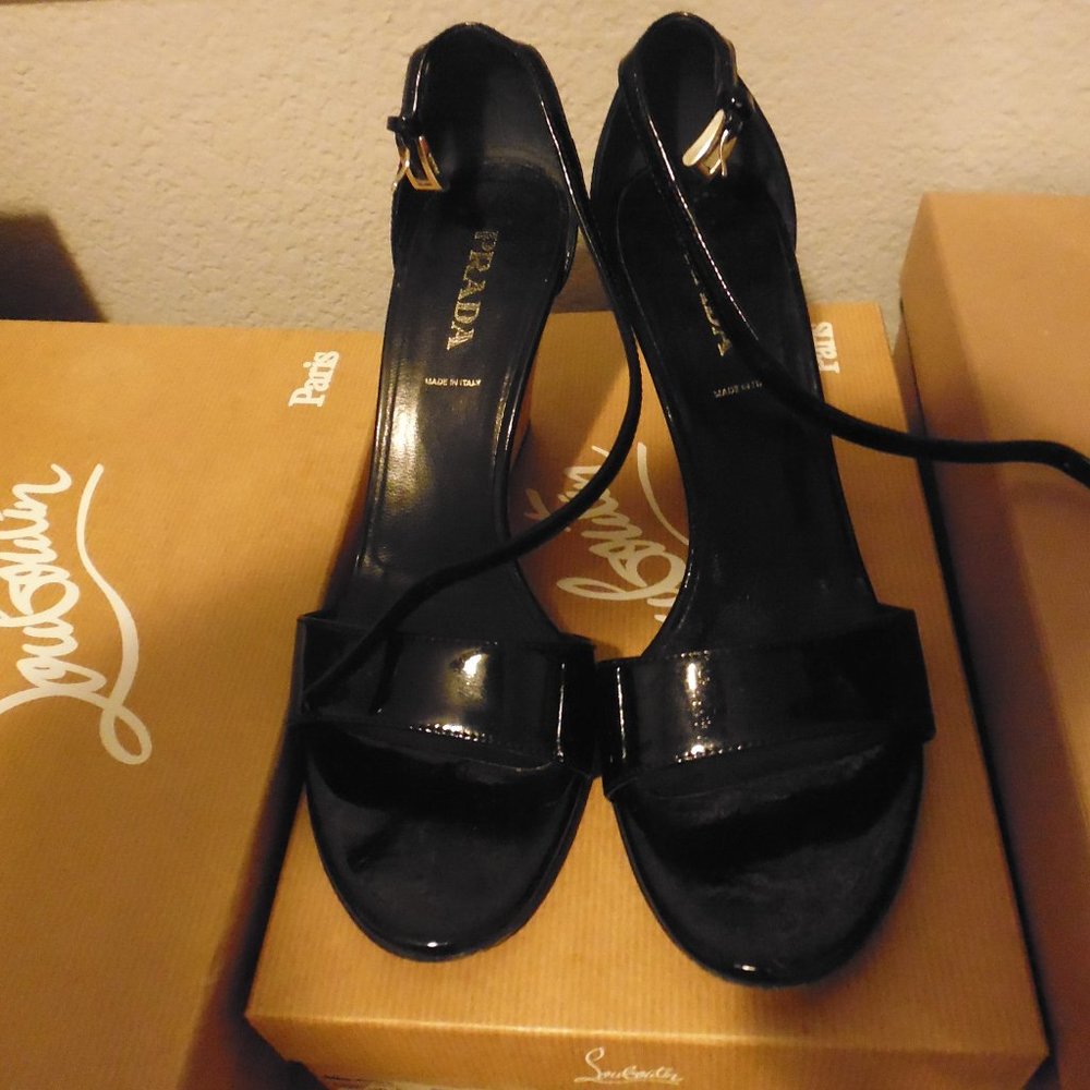 Prada open toe wedge